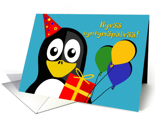 Hyv syntympiv! Happy Birthday in Finnish, Penguin card (1394884)