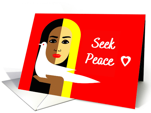 International Day of Peace with Unity Woman Holding a White Dove card