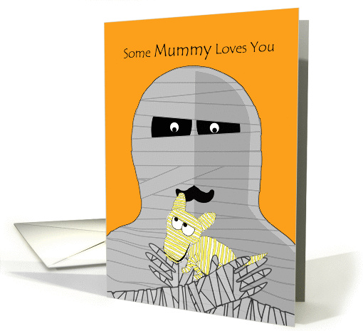 Halloween for Mother, Cute Mummy Holding a Puppy Mummy card (1400600)