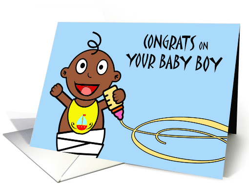 Congratulations on New Baby Boy, African American Baby... (1406070)
