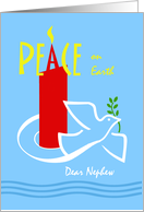 Nephew Christmas with Peace on Earth Dove and Red Candle card