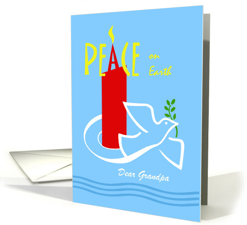 Grandpa Christmas Custom Front with Peace Dove and Candle card