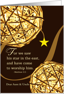 For Aunt and Uncle Christmas with Scripture Matthew 2 with Star card