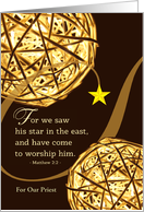 For Priest Christmas with Scripture Matthew 2 and Spheres of Light card