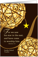 For Sunday School Teacher Christmas with Scripture Matthew 2 card