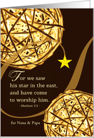Custom Christmas for Nana and Papa, Matthew 2:2, Star and Light card