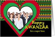 For Boss Kwanzaa Custom with Add Your Photo Heart and Patterns card