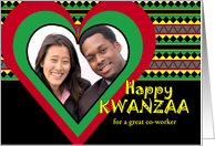 For CoWorker Kwanzaa Custom Add Your Photo Heart and Patterns card