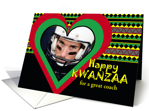 Custom Kwanzaa for Coach with Add Your Photo Heart and Patterns card