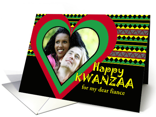 For Fiance Kwanzaa Custom with Add Your Photo Heart and Patterns card