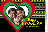 For Friend Kwanzaa Custom with Add Your Photo Heart and Patterns card