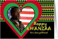 Custom Kwanzaa for Girlfriend Add Your Photo Heart and Patterns card