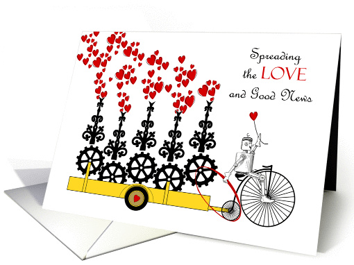 Steampunk Wedding Engagement Annnouncement, Vintage Robot card