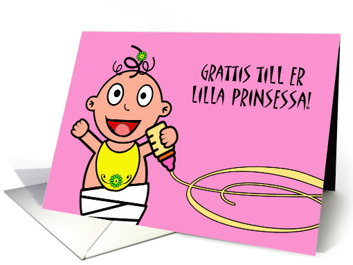 Congratulations on Birth of Baby Girl, Swedish, Baby and Bottle card