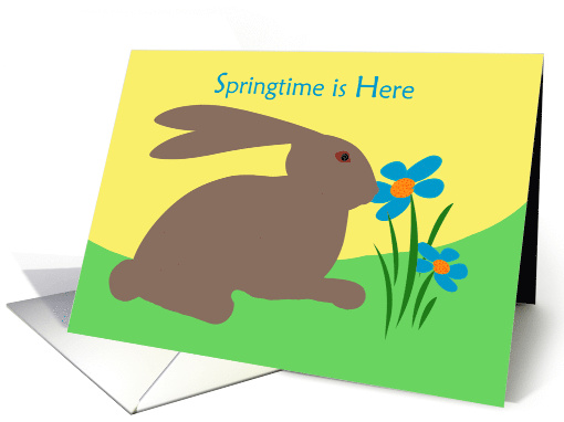 Springtime is Here, Rabbit Smelling a Flower card (1429158)