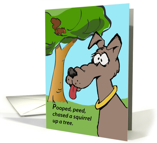 Funny Birthday Dog Pooped Peed and Chased a Squirrel Up a Tree card