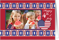 Custom Front Happy 4th of July with Add Your Photo and Patriotic XOXO card