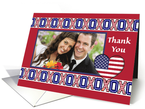Patriotic Thank You for Being in Our Wedding with Add Photo Area card
