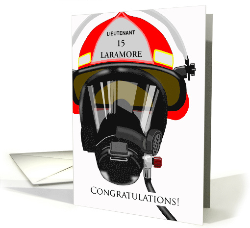 Custom Congratulations on Promotion to Fire Lieutenant, Helmet card