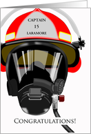 Custom Congratulations on Promotion to Fire Captain, Helmet card