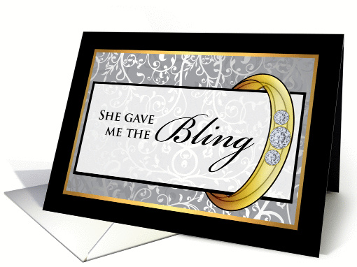 Lesbian Engagement, She Gave Me the Bling, Ring with Diamonds card
