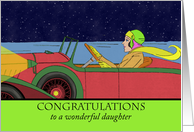 Congratulations on New Car for Daughter with Woman and Retro Car card