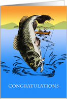 Congratulations on Your Big Catch, Vintage Fishing Scene card