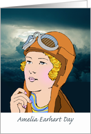 Happy Amelia Earhart Day, July 24th, Female Pilot Illustration card
