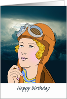 Happy Birthday for Female Pilot, Illustration with Cloudy Sky card