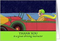 Thank You for Driver’s Education Teacher, Vintage Lady and Car card