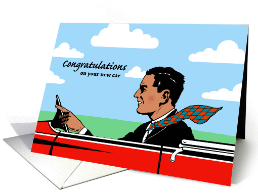 Congratulations on Your New Car, Man in Red Sports Car card (1453926)