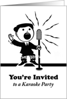 Karaoke Party Invitation, Retro Singer at the Mic card