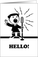 World Hello Day, Vintage Announcer at Microphone card