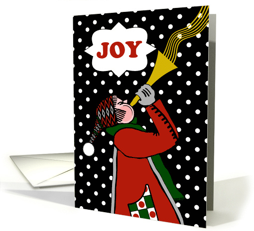 Christmas Joy Blowing the Trumpet with Cute Horn Blower card (1456838)