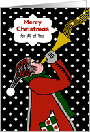 All of You Christmas Custom Front with Trumpet Player and Snow card