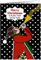 Custom Christmas for Friend and Family with Trumpet Player card