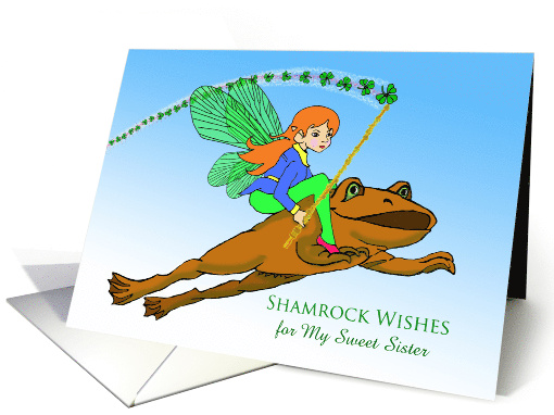 St. Patrick's Day for Sister, Good Luck Fairy, Custom Front card