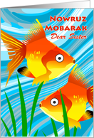 Persian New Year Nowruz Mobarak for Sister with a Pair of Fish card