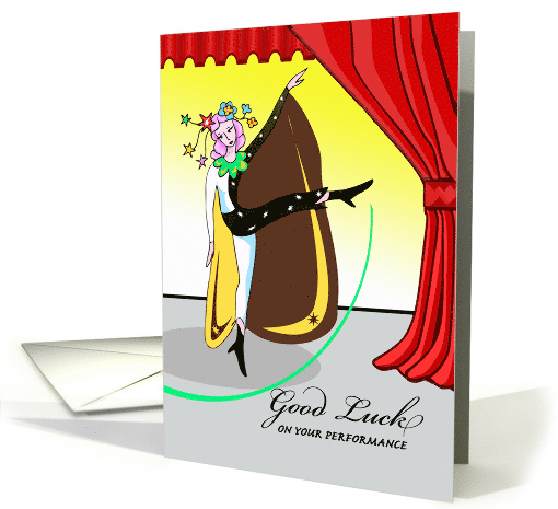 Good Luck on Dance Recital, Dancer on Stage, Red Curtain card