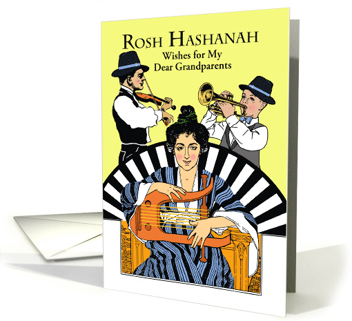 Custom Rosh Hashanah for Grandparents with Klezmer Family Band card
