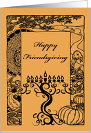 Happy Friendsgiving, Vintage Frame, Candleabra, Turkey and Food card