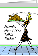 Friendsgiving Invitation with Huge Turkey and Vintage Housewife card