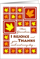 Grandma Thanksgiving with Autumn Leaf Tiles I Rejoice card