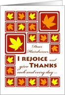 Thanksgiving for Hairdresser with Autumn Leaf Tiles card