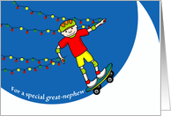 Christmas for a Great Nephew with Skateboarding Boy with Lights card