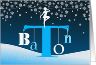 Baton Christmas Tree, Baton Twirler Tree Topper, Hanging Letters card