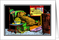 Groundhog Day Illustration Checking the Time and Calendar card