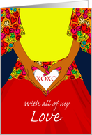 Valentine’s Day for Husband with Hands Holding Heart and XOXO card