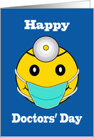 Happy Doctors’ Day Face with Mask and Head Mirror card