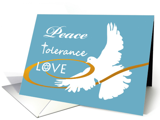 Passover with White Dove and Golden Ribbon with Peace card (1515174)
